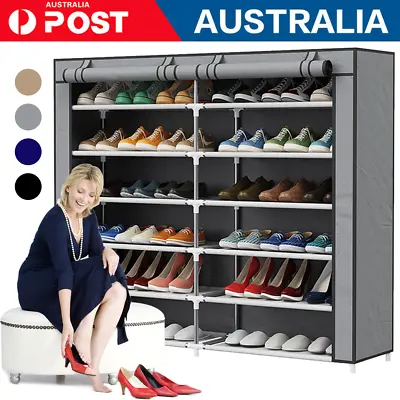 $20.99 • Buy 36 Pairs Shoes Cabinet Storage Shoe Rack With Cover Portable Wardrobe