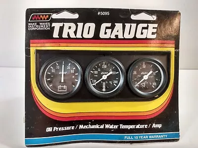 Vintage Trio Gauge Set Cluster Oil/ Amp / Water Temp  New/Open Box - Make Waves  • $46.99