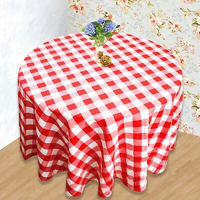 £16.79 • Buy Red Gingham English Checks Round Oversized Tablecloth Dining Table Cotton Cover