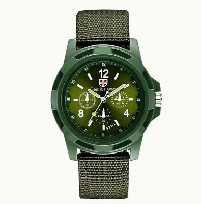 Men's Slim Watch Swiss Military Army Wristwatch Sport Analog Canvas Strap Quartz • £10.95