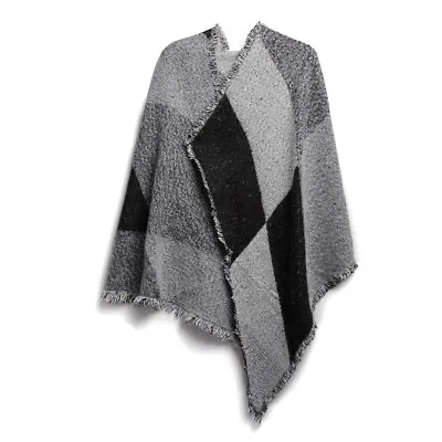 Ladies Warm Wrap Extra Thick Shawl Women Knitted Plaid Soft Scarf Blanket Winter • £7.69