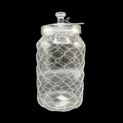 141 Oz Glass Canister Sealing Lid W/ Chicken Wire Accent Bee & Willow Farmhouse • $24.95
