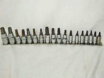 18 Piece Set Lot S*K S-K SK & Klutch 1/4  3/8  & 1/2  DR Torx Socket Set T10-T60 • $99