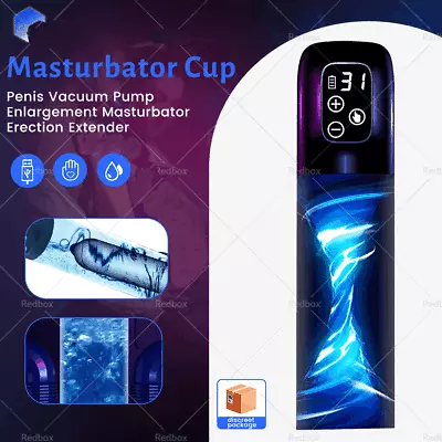 LCD Strong Vacuum Penis Pump Men Male Stretcher Enlarger Extender Air Pressure • $47.99