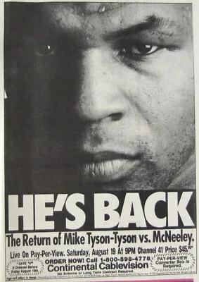 Vintage 1995 MIKE TYSON Vs PETER MCNEELEY Boxing Match Newspaper Print Ad • $11.97