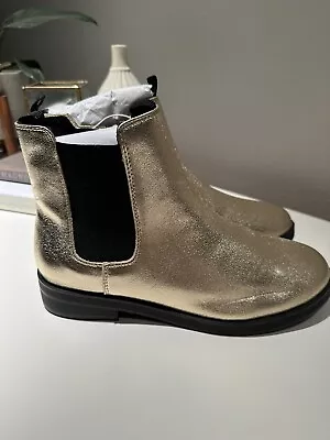 New Girls Zara Gold Boots 38/5.5 • $25