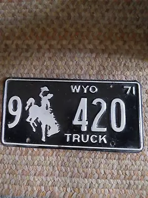 $150 • Buy Vintage 1971 Wyoming Cowboy 420 License Plate Weed Marijuana
