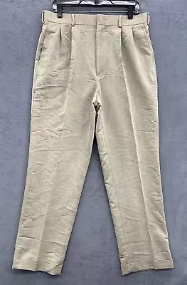 George Dress Pants Mens Size 34 X 32 Beige Pleated Front Cuffed Hem NWT • $9.95