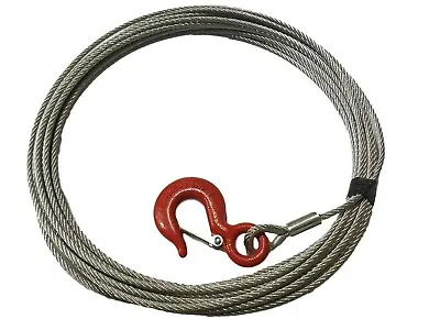 £17 • Buy 6mm Wire Rope Hand Winch Cable 15mtrs With 0.75T Eye Hook - Boat - Trailer Winch