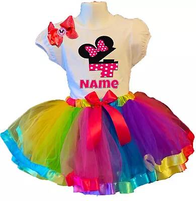 Mouse Dress 4th Birthday Party Outfit Fast Shipping Personalized Rainbow Bday • $39.95