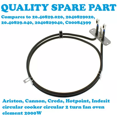 £9.95 • Buy Cooker Fan Oven Element For INDESIT IDD6340IX IDD6340WH IDU6340BL IDU6340IX