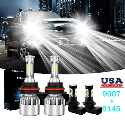 4x 9007+9145 COB LED Headlight Fog Lights For Ford F-250 F350 Super Duty 01-2004 • $32.67