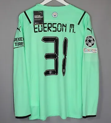 Manchester City 2021 2022 Goalkeeper Jersey Shirt #31 Ederson M. Ucl Puma • $125.99