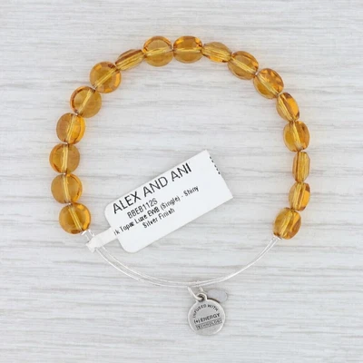 $20 • Buy New Alex And Ani Team Dark Topaz Luxe Bracelet Shiny Silver Amber Crystal