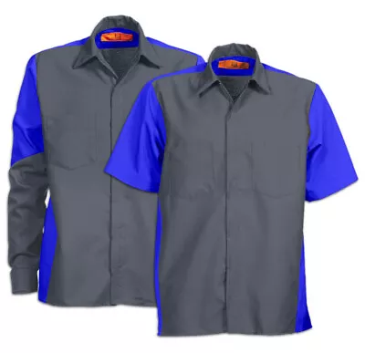 Mechanic Work Shirts Two Tone Motorsport 2 Pocket Industrial Uniform Clothes • $27.98