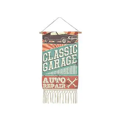 Vintage Retro Classic Car Garage Auto Repair Sign Linen Hanging Poster • $19.99