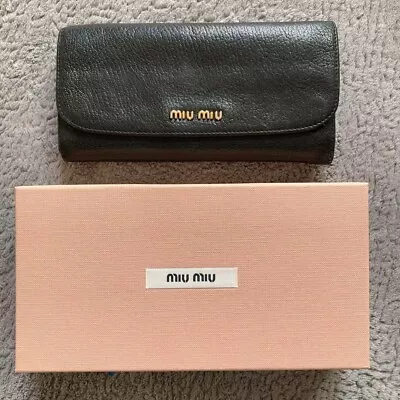 Miumiu Long Wallet Black With Box Shipped From Japan • £90.66