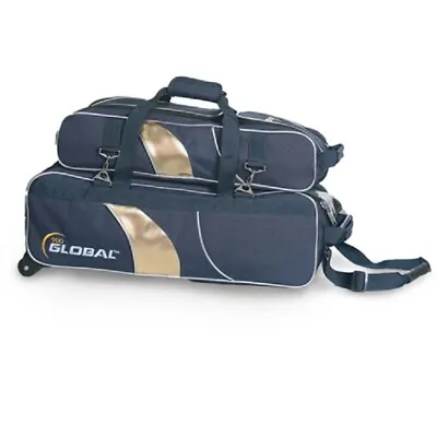 900 Global 3 Ball Airline Tote With Shoe Shoe Pouch Blue/Gold Bowling Bag • $109.95