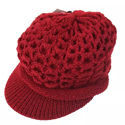 Beanie Womens Red Woolly Knitted Thermal Lined Beret Winter Warm Slouchy Ladies • $3.20