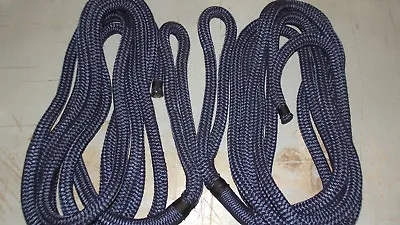 Pair(2) 3/4  X 25' Double Braid Nylon Dock Line Mooring/Anchor Rope Boat Navy • $94.95