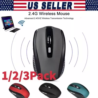 2 Wireless Optical Mouse Mice 2.4GHz USB Receiver For Laptop PC Computer DPI USA • $5.88