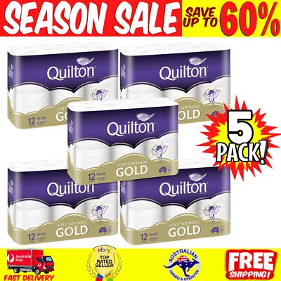 $51.44 • Buy 60X Quilton Gold Toilet Paper Tissue Rolls 4 Ply 140 Sheets Soft White Roll Bulk