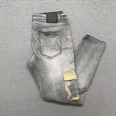 Serenade Jeans Mens 38 Gray Fitted Skinny Cargo Grunge Hip Hop 38 X 34 • $39.88