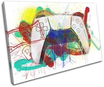 Playstation 5 Graffiti Gamer Gaming SINGLE CANVAS WALL ART Picture Print • £19.99