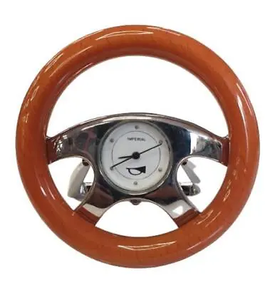 Miniature Clock Brown Car Steering Solid Brass Analogue Clock IMP419 • £11.50