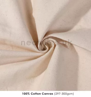 100% Cotton Canvas Duck Fabric 10oz 300GSM 62  155cm Wide Natural Ecru / Black • £5.99