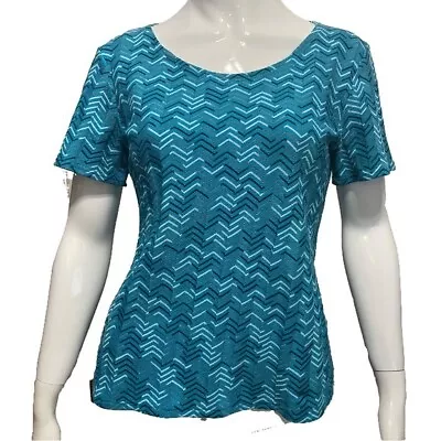 Vintage Missoni Sport Blue Short Sleeve Blouse IT 48 US 12 Top VTG Luxury Retro • $39.99