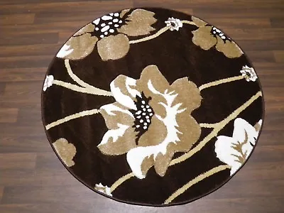 £39.99 • Buy LUXURY GREAT QUALITY WOVEN RUGS POPPY CIRCLE DESIGN 120CMx120CM BROWN BEIGE HOME