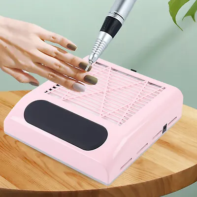 80W Nail Dust Collector Nail Dust Suction Fan Manicure Nail Vacuum Cleaner Pink • $28.50