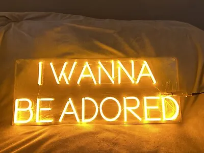 Stone Roses Neon Sign/ Wall Art / Bar Sign/ I Wanna Be Adored- Yellow • £249