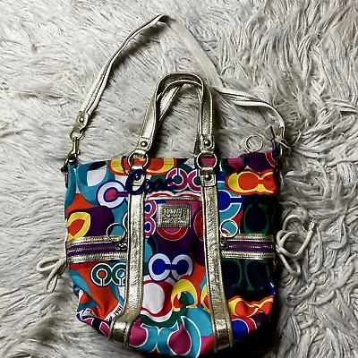 Coach Poppy Pop C Glam Spotlight Colorful Signature Shoulder Handbag 13830  Euc! • $134