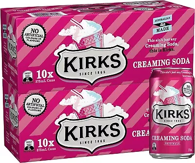 Kirks Creaming Soda Soft Drink Multipack Cans 20 X 375 Ml FAST FREE SHIPPING AU • $22.85