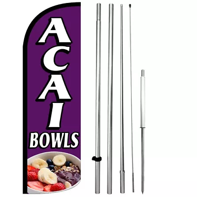 ACAI BOWLS - Windless Swooper Flag Kit 15' Tall Large Feather Banner Sign Pq-h • $64.95