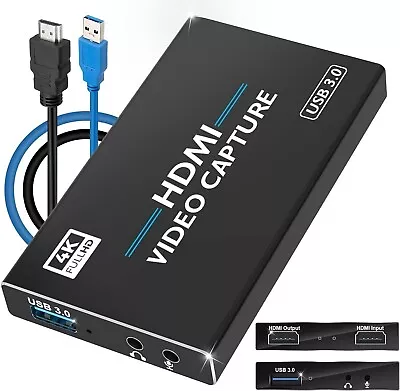 4K Audio Video Capture CardUSB3.0 HDMI Game Capture Device Switch For Streaming • $20.95