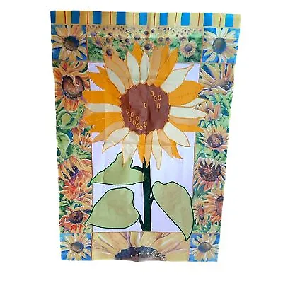 Garden Flag SUNFLOWER Nylon Outdoor Reversible Yellow Blue Cottagecore 42x28  • $18.64