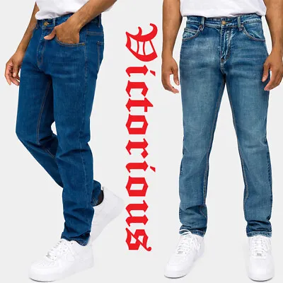 Victorious Men's Premium Washed Denim Pants Slim Fit Stretch Jeans - DL1005 • $34.95