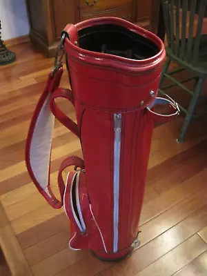 Vintage Titleist Leather Golf Cart Bag Padded Strap Red Very Nice!! • $67.95