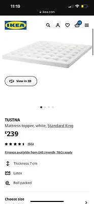 Ikea Tustna Mattress Topper White Standard King • £190