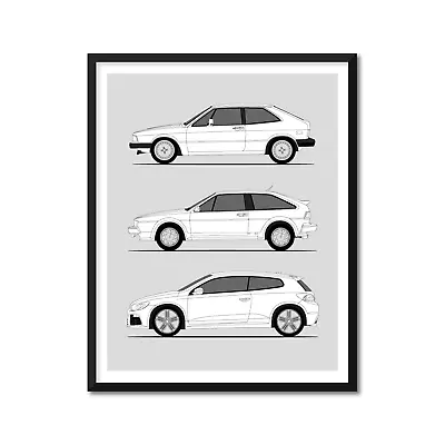 VW Scirocco Inspired Poster Print Art Generations History Evolution • $33.99