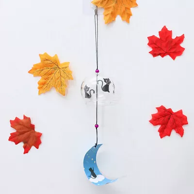 Japanese Style Glass Cat Wind Chime For Decor • £8.29