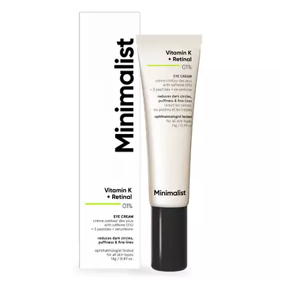 Minimalist Vitamin K + Retinal 01% Under Eye Cream With Caffeine 03% (14 G) • $15.84