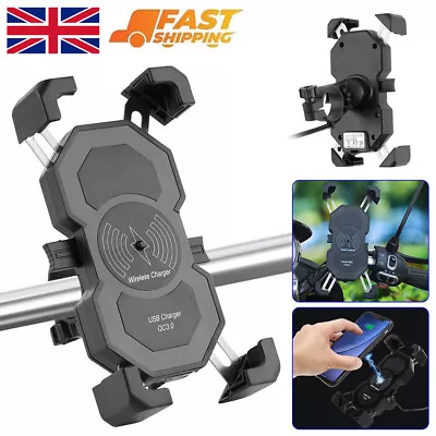 Universal Motorbike Motorcycle Phone Holder 15W Fast Charging Wireless Charger • £14.85