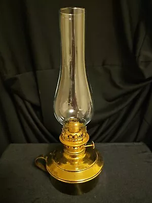 Vintage Aladdin Oil Lamp 15  Tall Brass Base Collar Has Cracked See Photo • $35