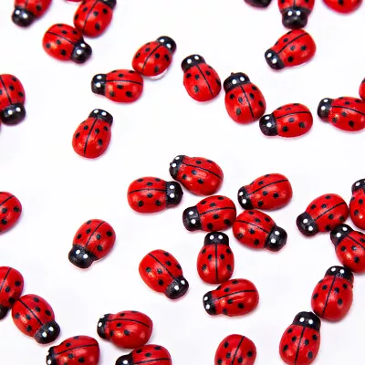 Mini 9x12mm Mixed Ladybirds Bees Wooden Craft Card Wood Toppers Embellishments • £4.30