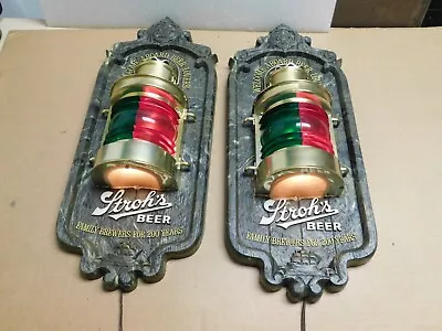 LOT 2 Vintage Stroh's Light Beer Bar Tavern Nautical Lantern Welcome Aboard • $124.69