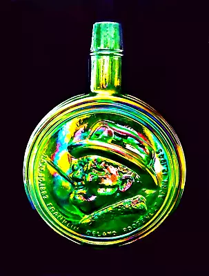 Wheaton Carnival Glass Bottle Aqua Iridescent Fdr Franklin Roosevelt 1st Edition • $16.95